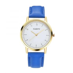 Gaiety Femmes &Eacute;l&eacute;gant Cadran Rond Motif Analogique Pu Bracelet Montre-Bracelet Montre &Agrave; Quartz (Bleu) - Neuf