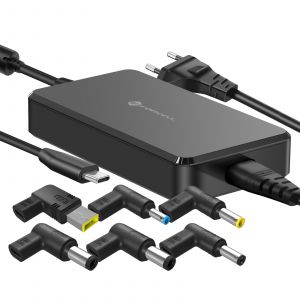 Chargeur Secteur pour Ordinateur USB-C PD 90W avec 6 Embouts DC Interchangeables Forcell Noir - Neuf