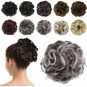 Ershi-Chignon Postiche Cheveux, Bouclés Ondulés Extensions Chouchou Grande Postiches Naturel Faux Chignon Synthétique Chignon Queu[2 - Neuf