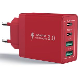 Kalanka-Chargeur Usb C, 40w 4 Port Prise Usbc Chargeur Rapide Iphone, 3.1a Pd+Qc Type C Adaptateur Multi Secteur Chargeur Pour Iphone16 15 14 13 12 11 Pro Max X Xs Xr 8 7 6s Plus Mini Se,Ipad,Samsung - Neuf