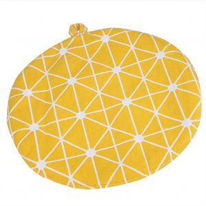Hjlian 1 Set De Table Rond En Coton Et Lin, Lavable Et Isolant Thermique (Jaune, Feuille) - Neuf