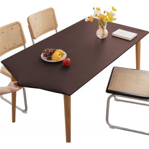 Sjzg-Nappe De Table Lavable, Imperm&eacute;able Et &Eacute;lastique, En Vinyle Ajust&eacute;, Rectangulaire, Pour Cuisine, Int&eacute;rieur, Ext&eacute;rieur, Pique-Nique, Camping, Marron, 80 X 80 Cm - Neuf