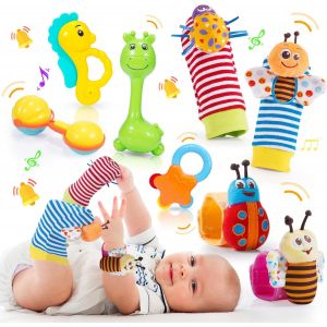 Jouet Bebe 3 6 9 Mois,Hochet Bebe 0 3 6 9 Mois Jouet Eveil Bebe 0-6 Mois Bébé Cadeau Enfant 1 An Fille Garcon Jeux Bebe 0-3 Mois Cadeau Nouveau Jouets D'activité Et De Développement Montessori - Neuf
