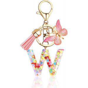 KAL-Porte-Clés Fille - Porte-Clés Personnalisé Avec Lettre Rose - Porte-Clés Pour Femme Adolescente Fille Écolier - Neuf
