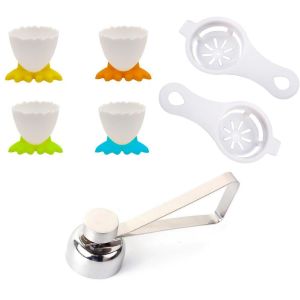 Chenquansarl-Ouvre-Oeufs En Acier¿Séparateur De Blanc D?Uf¿Ensemble De Coupe-?Uf En Acier Inoxydable¿Outil De Cuisine Simple Pour ?Ufs Durs Avec Porte-?Ufs. - Neuf