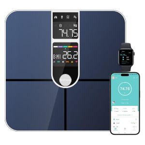 Pèse Personne Balance Connectée Bluetooth Avec 2 Écrans Va Et Technologie De Revêtement Ito, 16 Données Corporelle Avec Fréquence Cardiaque App Pour Andriod Et Ios 180Kg/400Lb, Argenté - Neuf