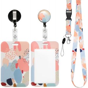 Porte Badge Avec Cordon, Avec Clip De Mousqueton De Bobine De Badge R&eacute;tractable Et Sangle De Longe D&eacute;tachable, Pour Porte Badges D'identification, Cl&eacute;s Pour Bureaux, Conf&eacute;rences - Neuf