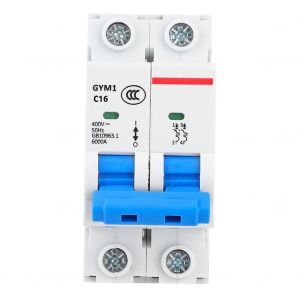 Disjoncteur miniature GYM1-DZ47S, 2 poles, longue duree de vie, IP20, 400 VCA, 16 A - Neuf