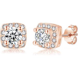 Kal-Boucles D'oreilles En Argent Sterling 925, Boucles D'oreilles Carrées En Argent Sterling 925, Zircone Cubique, Hypoallergéniques, Petites, Cartilage, Sommeil, Boucles D'oreilles Plates, Cadeau - Neuf