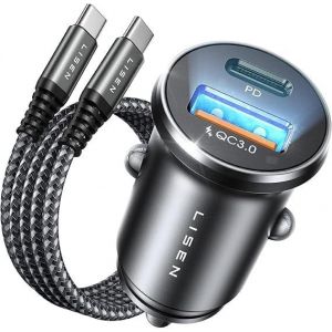 Eryi-Allume Cigare Usb C, Chargeur Rapide 54w+60w C-C Câble, Charger Voiture Usb C, Prise Allume Cigare 12v, Adaptateur Voiture Idéal Avec Iphone 16 15 Pro Max Galaxy S24 S25 Pixel Android - Neuf