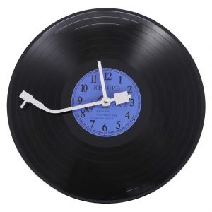 quartz rond rétro horloge murale art design cuisine salon décoration de la maison vinyle disque horloge bleu - Neuf