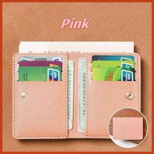 HUED-2025 nouveau portefeuille femme Simple bouton pliant petit portefeuille permis de conduire carte sac portefeuille en cuir souple-Pink - Neuf