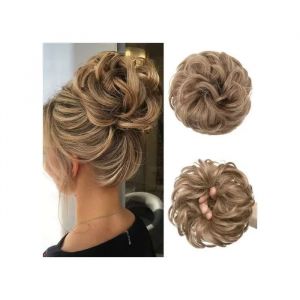 Grand Chignon &Eacute;lastique Cheveux Boucl&eacute;s Synth&eacute;tiques Aspect Naturel - Extension Volumineuse Facile &Agrave; Poser Pour Femme Et Fille - Neuf