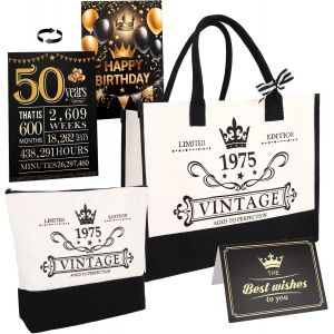 SJZG-60E Anniversaire Pour Les Femmes 1965 Sac Fourre-Tout &Eacute;quipement De Voyage, 60E Anniversaire Pour M&egrave;re Femme Amis, Sac &Agrave; Main Et Sac Cosm&eacute;tique Et Affiche D'Anniversaire Cadeau Pour Mill&eacute;sime - Neuf