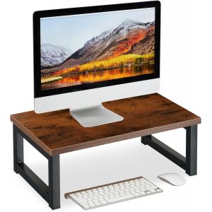 Organiseur Pour &Eacute;cran De Pc, Rehausseur Pour Le Bureau, Hxlxp: 15X40X23 Cm, Design Industriel, Marron - Noir - Neuf