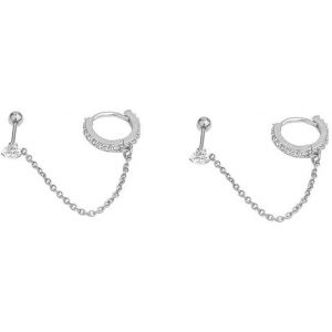 Kal-Petites Boucles D'oreilles Créoles De 8 Mm Pour Femmes Et Filles Cartilage En Cristal Délicat Acier Inoxydable Chaîne Arrière À Vis De 20g Double Piercing 2ème Trous Grimpeurs Sur Chenilles - Neuf