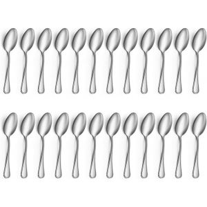 Kalanka-Lot De 24 Petites Cuillères À Café, Petite Cuillère À Dessert En Acier Inoxydable Polies Miroir Exquis Pour La Maison, Le Restaurant, La Fête, Passe Au Lave-Vaisselle (14 Cm) - Neuf