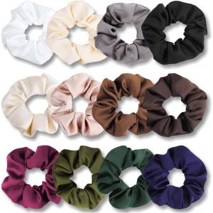 Chouchou Cheveux Soie Femme, 12 Pack Chouchou Satin Filles Doux Scrunchies Accessoire Cheveux Elastique Cheveux Pour Cheveux Epais Fins - Neuf