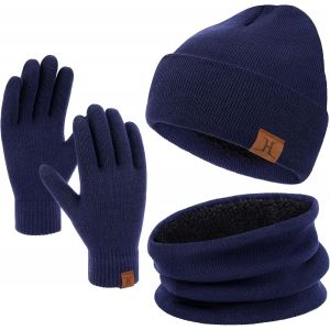 Jexnovashop-Hommes Femmes Hiver Chaud Bonnet Gants Tactiles &Eacute;charpe Tricoter Ensemble Avec Doublure Polaire Cadeaux Noel Femme Homme - Neuf