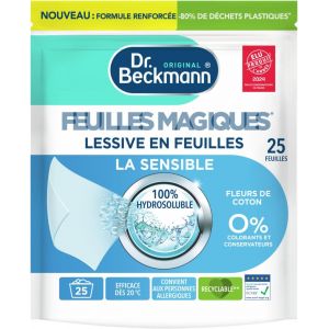 Lessive en feuilles La Sensible - Feuilles Magiques - D&iquest;&iquest;sinfectant Linge Format Pr&iquest;&iquest;-Dos&iquest;&iquest;, Pratique et L&iquest;&iquest;ger - 100% Hydrosoluble - Produit M&iquest;&iquest;nager Maison Facile &iquest;&iquest; Utiliser - 25 Feuilles - Neuf