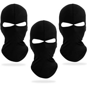 3 Pièces De Cagoule 2 Trous Masque De Ski Intégral, Masque De Ski En Lycra Noir Neutre, Doublure De Casque Légère Et Respirante, Foulard Cagoule Pour Motos, Vélos, Ski Et Chasse - Neuf