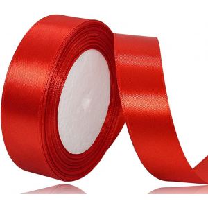 Ruban De Satin Rouge 25 Mm X 22 M - Pour D&eacute;coration De Cadeau De Mariage, De Bapt&ecirc;me Et D'anniversaire - Neuf