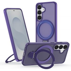 TRAHOO-&Eacute;tui de protection pour Samsung Galaxy S24, avec Magsafe - Support magn&eacute;tique et anneau de support invisible - Anti-chocs - Mat - R&eacute;sistant aux rayures - Violet - Neuf