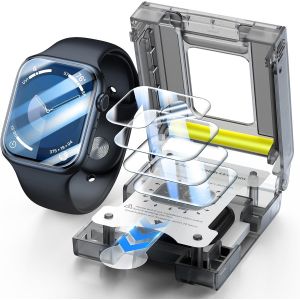 AEFJ-4 Pi&egrave;ces Installation Automatique Tpu Protection &Eacute;cran pour Apple Watch Series S11/S10, Apple Watch Series 9/8/7 45mm, d'&eacute;cran Flexible pour iwatch S11/S10 46 mm, Sans Bulles, Transparent HD - Neuf