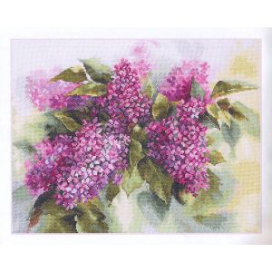 Kit Point De Croix Compt&eacute; "Lilas Aquarelle" 41x30 Cm - Neuf