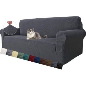 SUBZONAL-Housse de canap&eacute; Extensible pour canap&eacute; 3 Places, 1 pi&egrave;ce Housses de canap&eacute; universelles Salon Jacquard Meubles Protecteur Chiens Pet Friendly Fitted Couch Housse (3 Places, Gris) - Neuf