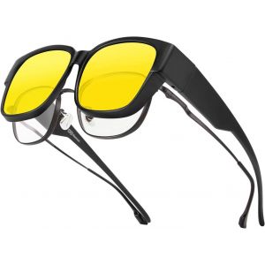 Lunettes De Nuit Polarisées, Protection Uv 400 Anti-Reflet Pour Homme Et Femme, Lunettes Polarisées Enveloppantes Pour Conduite, Pêche, Golf (Lentille De Vision Nocturne) - Neuf
