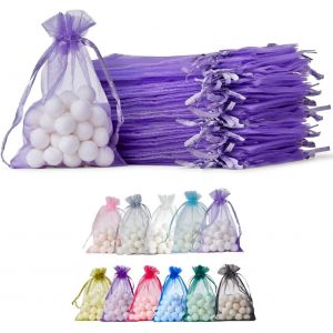 [100pcs] Sacs cadeaux en organza. Pour les cadeaux, bijoux, artisanat, bonbons, sacs de fête. Pour toutes les occasions. Violet clair Organza Bags Light Purple 10x15 x100 - Neuf