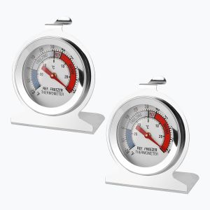 Kal-2 Pièces Thermomètre Réfrigérateur Analogique, Thermometre Frigo Congélateur En Acier Inoxydable, Cadran Large Clair, Pour La Conservation Des Aliments Dans La Maison Les Établissements Professio - Neuf
