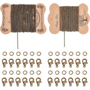 Ph 5m Cha&icirc;ne De Croix Et 5m Cha&icirc;ne Gourmette En Cha&icirc;nes Tordues En Fer Cha&icirc;nes Torsad&eacute;es Et 100pcs Anneau De Jonction Jump Rings Et 20pcs Fermoir Pince De Homard En Laiton Pour Bijoux - Neuf