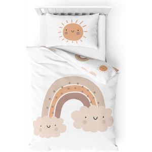 Tzf-Parure De Lit Pour Enfant En Flanelle - Parure De Lit Pour Bébé « Little Sunrise » - Douce Et Douillette - Pour Fille Et Garçon - 100 % Coton - Soleil, Nuage Et Arc-En-Ciel - Housse De Couette 10 - Neuf