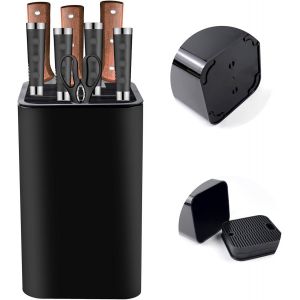 Mevronisshop-Bloc &Agrave; Couteaux Universel Sans Couteaux, Noir, Rangement De Couteaux Avec 21 Emplacements, Porte-Bloc &Agrave; Couteaux Carr&eacute;, Avec Design D'&eacute;coulement, Porte-Couteaux Non &Eacute;quip&eacute; Pour Couteaux - Neuf