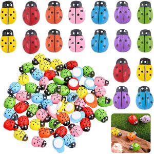 MEVRONISSHOP-Lot de 200 d&eacute;corations en bois autocollantes Ladybug - Petites d&eacute;corations &agrave; disperser - Doudou - Coccinelle - Pour bricolage, scrapbooking et d&eacute;coration de f&ecirc;te (9 x 12 mm) - Neuf