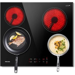 CHECARZHN--NO1-Plaque Vitrocéramique 4 Feux 59Cm, Tables De Cuisson Encastrable 6000W, Sécurité Enfant, Touch Control, Timer Multi-Zones, Protection Contre La Surchauffe, Noir - Neuf