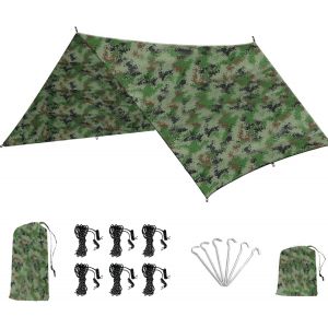 Yemaesre-Bâche De Tente De Camping 3 X 3/3 X 4 M, Imperméable, Ultra Légère, Avec ?illets, Anti-Uv, Neige, Pluie, Protection Solaire, Camouflage Anti-Taches Pour Camping, Pique-Nique, Randonnée, Hama - Neuf