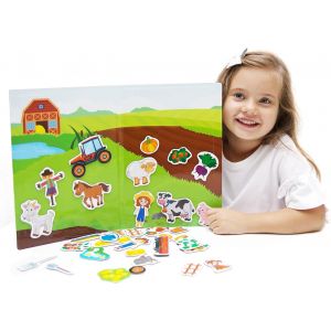 KAJGL-Magnikon Jeu Magnétique Ferme 40 Aimants ¿ Jouet Pour Le Développement De La Motricité En Voyage-Divertissement En Voiture Avec Divers Animaux-Livre Magnétique À Partir De 3 Ans - Neuf