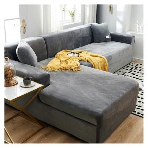 Velours En Peluche En Forme De L Canapé Couverture Élastique Housse De Chaise Longue Canapé D'angle Extensible Hiver Color9 4 Places 235-300 Cm - Neuf