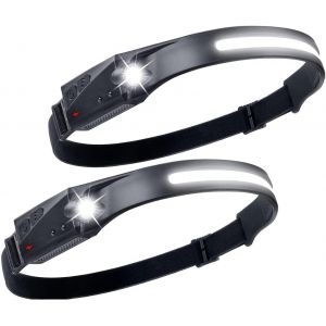 Jgd-2 Pc Lampe Frontale Rechargeable, Lampe Frontale Led Rechargeable Usb, 600 Lumens Ipx4 &Eacute;tanche Mouvement Lampe, 5 Mode D&iquest;&Eacute;clairage D&eacute;tecteur Pour Camping De Plein Air Randonn&eacute;e - Neuf