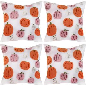 Cauc-Lot De 4 Housses De Coussin D'automne, 45 X 45 Cm, Housses De Coussin D&eacute;coratives Pour L'automne Et La Moisson, Motif Citrouille, Pour Canap&eacute;, D&eacute;coration D'automne, Pour La Maison - Neuf