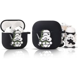 Coque en silicone pour écouteurs AirPods 4 (2024),coque de protection antichoc avec lanière anti-perte de poupée de dessin animé pour homme,femme,adolescent (WTsoldier) - Neuf