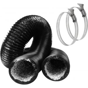 Tuyau d'évacuation d'air Ø 100 mm Longueur 6 m Noir Gaine Ventilation en Aluminium Tuyau D'évacuation D'air avec 2 Colliers de Serrage en Acier pour Climatisation Déshumidificateur Extracteur - Neuf