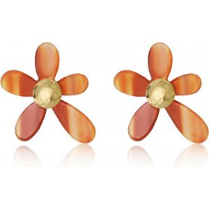 Kal-Buemmr Boucles D'oreilles Pendantes En Forme De Fleur En Résine Crochet Plaqué Or 18 Carats Boucles D'oreilles Pétales Rétro Fleur Exagérée Boucles D'oreilles Pendantes Personnalisées Élégantes - Neuf