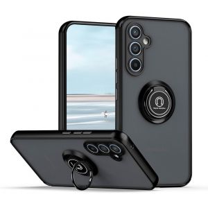 Kal-Coque Pour Samsung Galaxy A35 5g, Très Mince Antichoc Housse Avec Support De Bague Magnétique Voiture, Prime Pc Et Souple Tpu Élégant Givré Étui.(Noir) - Neuf
