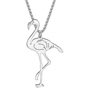 Kal-Collier D&eacute;licat Flamant Rose En Acier Inoxydable Pendentif Plaqu&eacute; Or 18k Oiseau Animaux Bijoux Nouveaut&eacute; Cadeaux Pour Femmes Filles Charms F&ecirc;te - Neuf