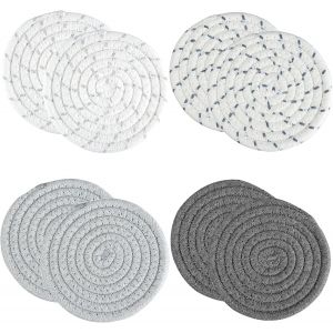 Asfasfq-Lot De 8 Dessous De Plat Résistants À La Chaleur - Ronds - En Feutre Tressé - Pour Salle À Manger, Bureau, Cuisine, Hôtel - 11 X 11 Cm - Neuf