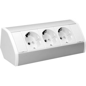 Gm-9001/(Gs) Multiprise Electrique D'Angle Id&eacute;al Pour Cuisine, Bureau Et Plan De Travail, Montage En Saillie &Agrave; 45&deg;, 3680W - Type De Prise Allemand - Schuko (Blanc)[DYB981740] - Neuf